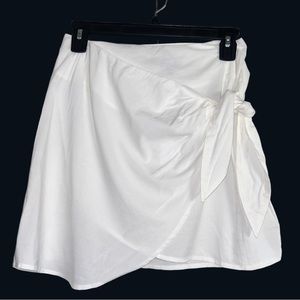 weworewhat Chloe white woven mini wrap skirt S NWT